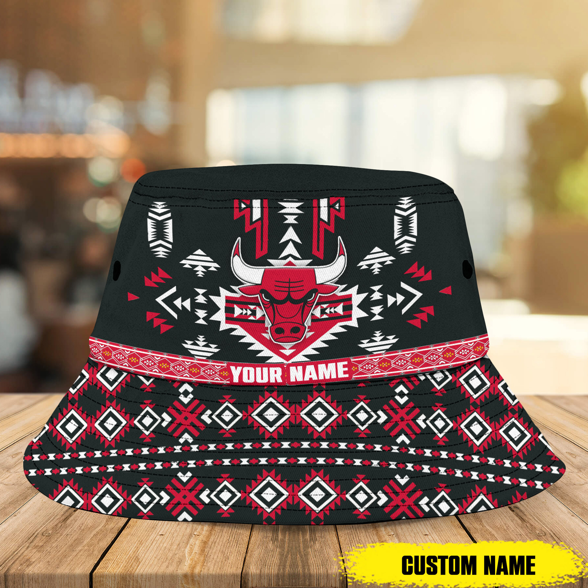 sportwearmerch chicago bulls nba native pattern personalized bucket hat for fans hsej8