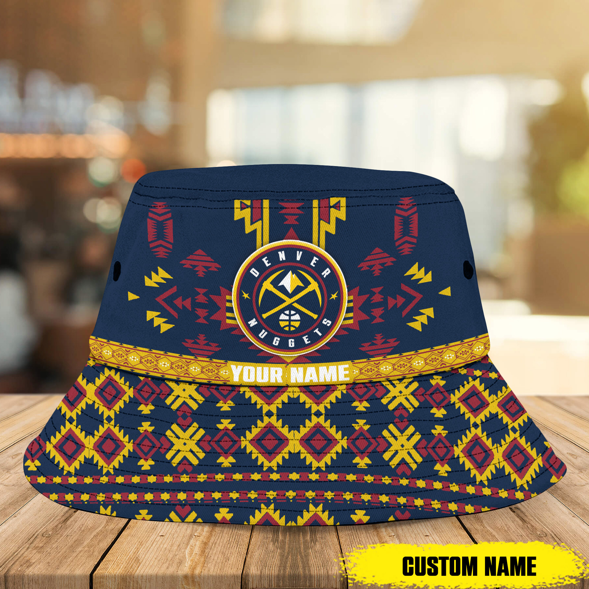 sportwearmerch denver nuggets nba native pattern personalized bucket hat for fans loco4