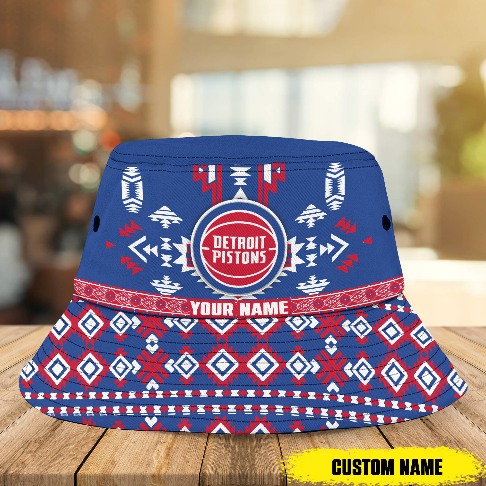 sportwearmerch detroit pistons nba native pattern personalized bucket hat for fans eu7xm