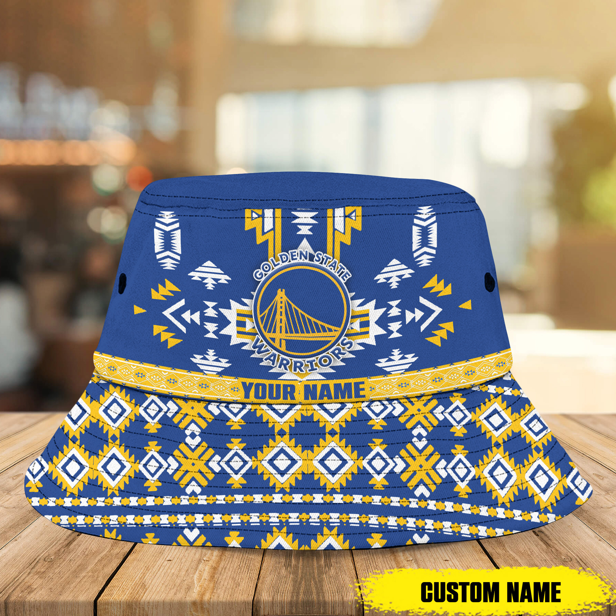 sportwearmerch golden state warriors nba native pattern personalized bucket hat for fans dikcf