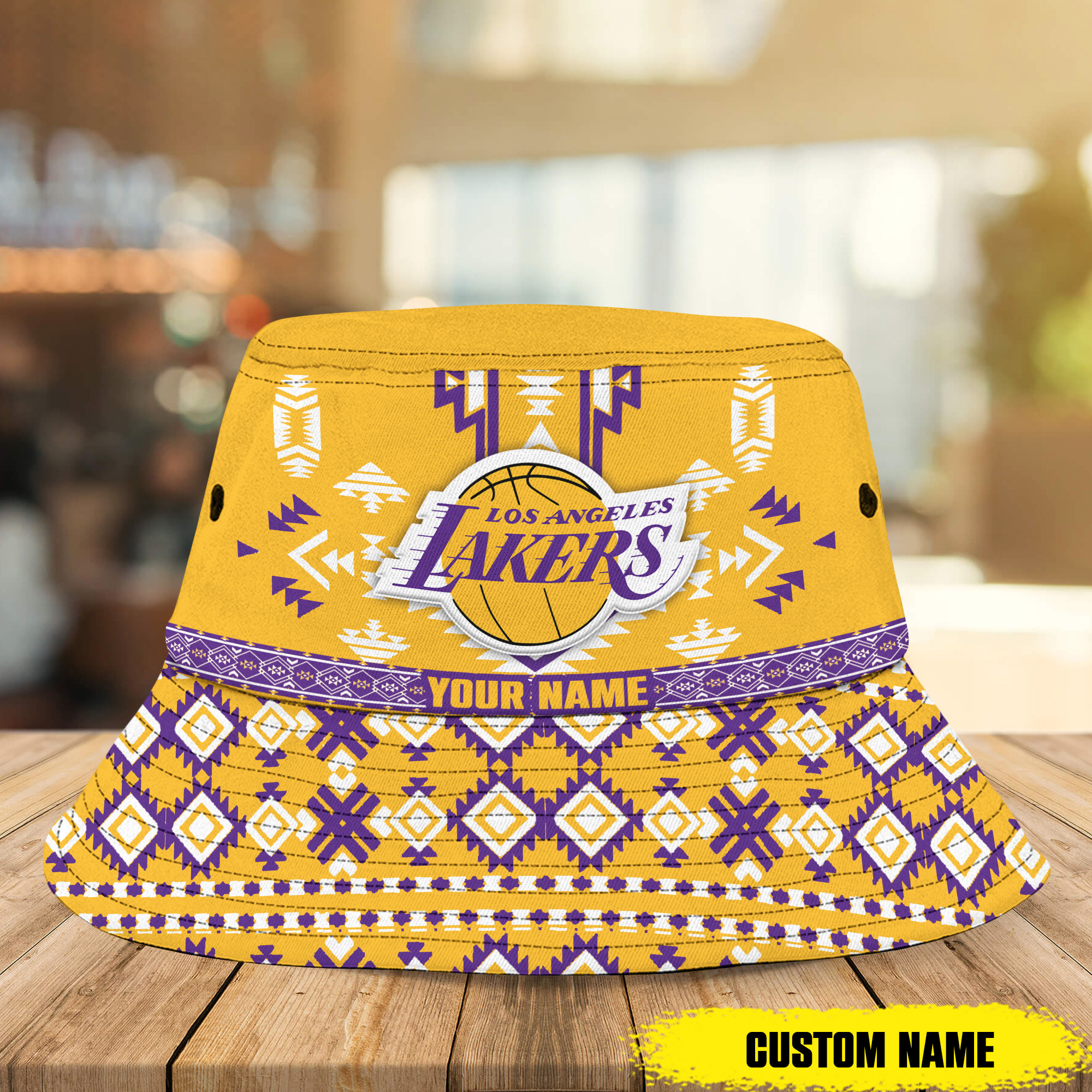 sportwearmerch los angeles lakers nba native pattern personalized bucket hat for fans 14djr