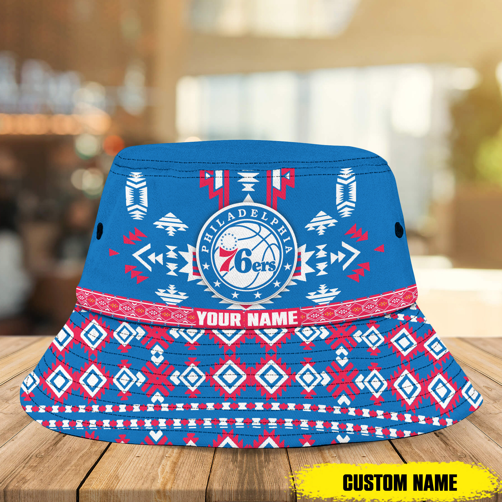 sportwearmerch philadelphia 76ers nba native pattern personalized bucket hat for fans i18fl