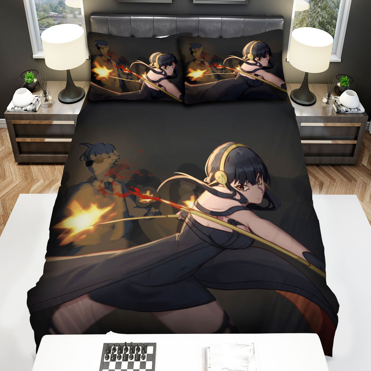 spy x family yor briar in dangerous situation artwork bed sheets spread duvet cover bedding sets bjz8b