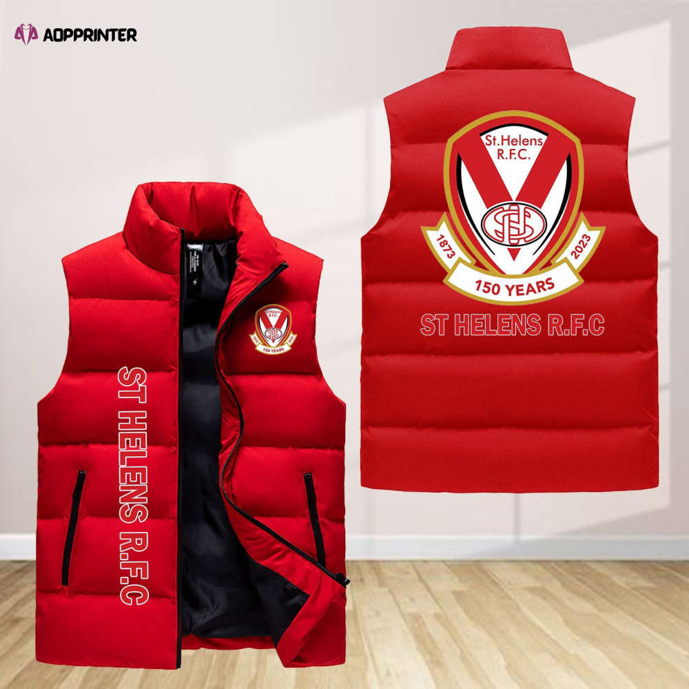 st helens r f c sleeveless puffer jacket custom for fans gifts