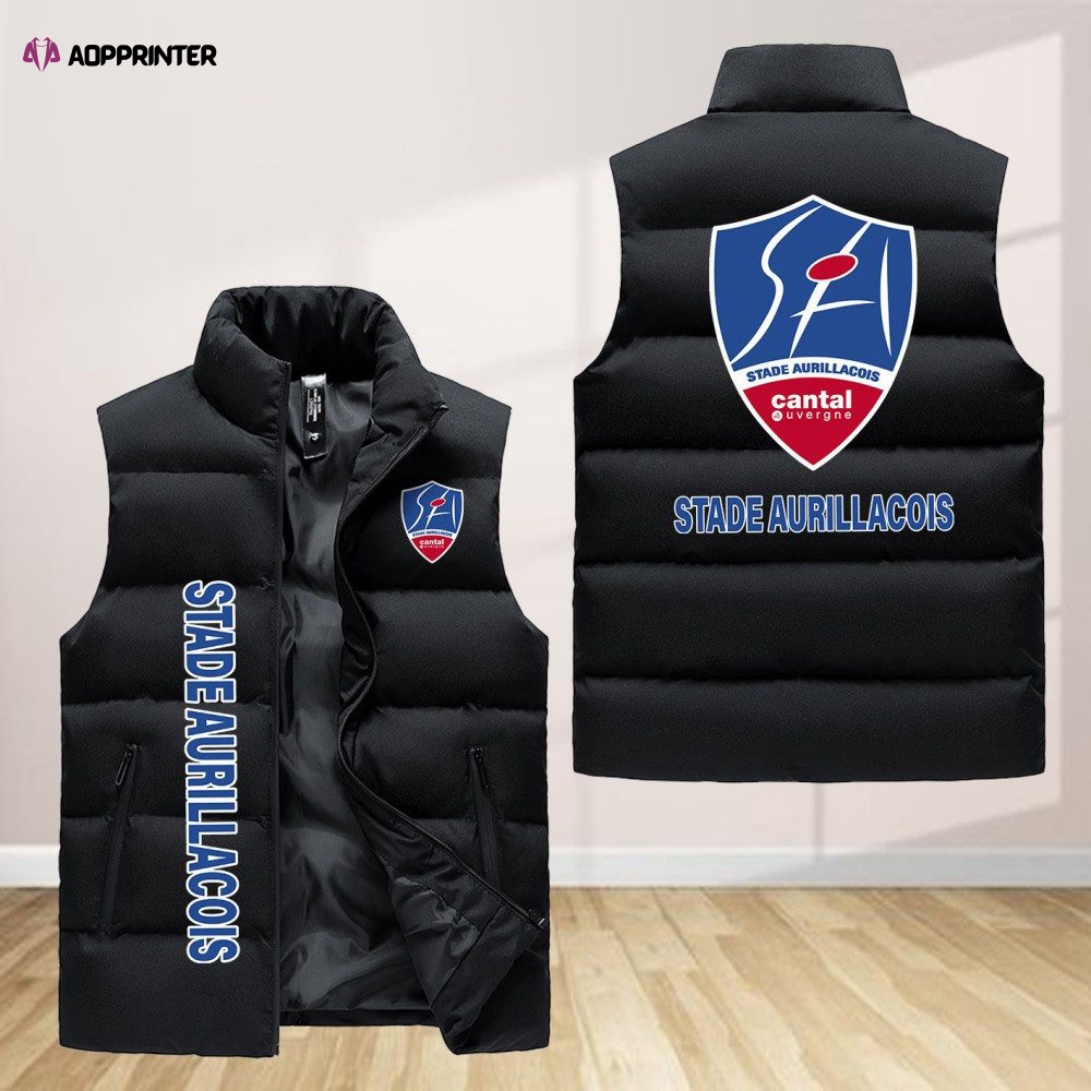 stade aurillacois cantal auvergne sleeveless puffer jacket custom for fans gifts