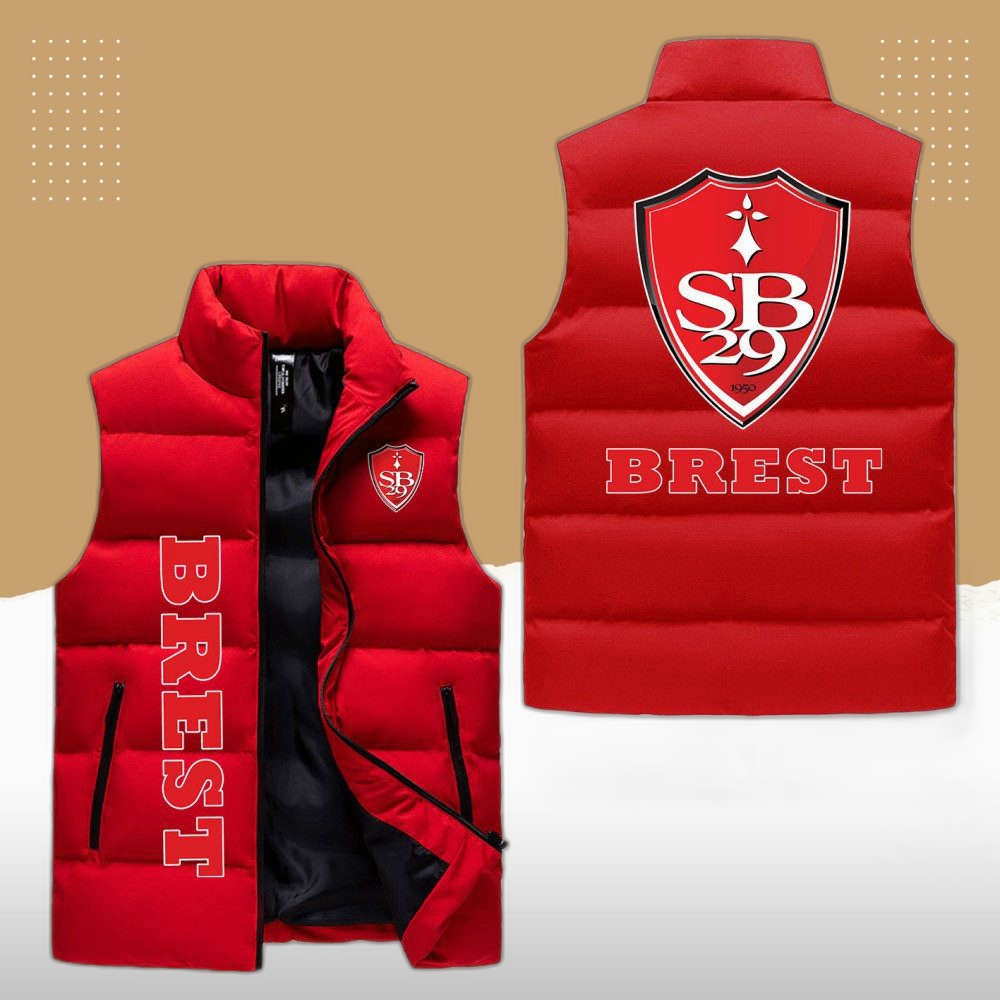 stade brestois 29 sleeveless puffer jacket custom for fans gifts 1QE4jp