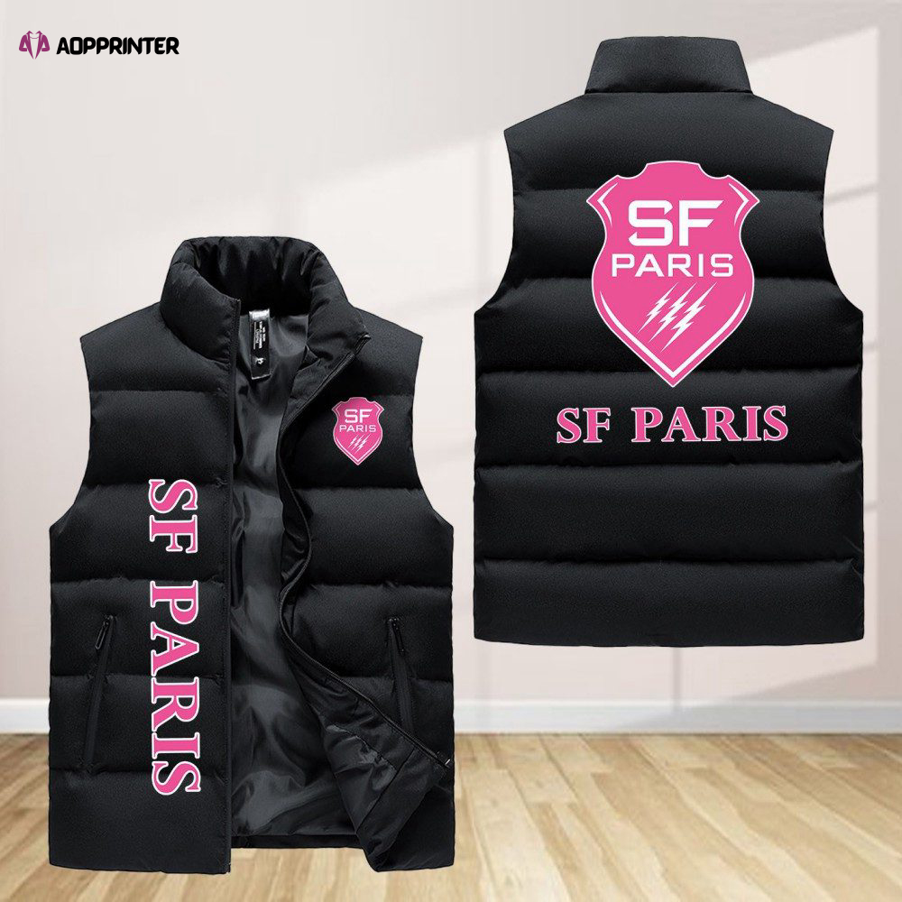 stade francais sleeveless puffer jacket custom for fans gifts