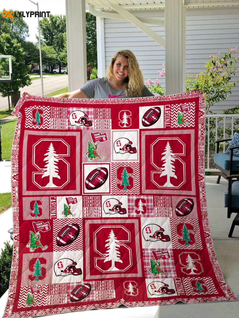 stanford cardinal quilt blanket for fans home decor gift 1