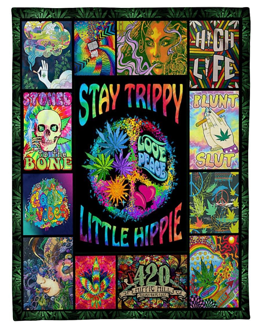 stay trippy little hippie weed high life throw blanket ij9bp