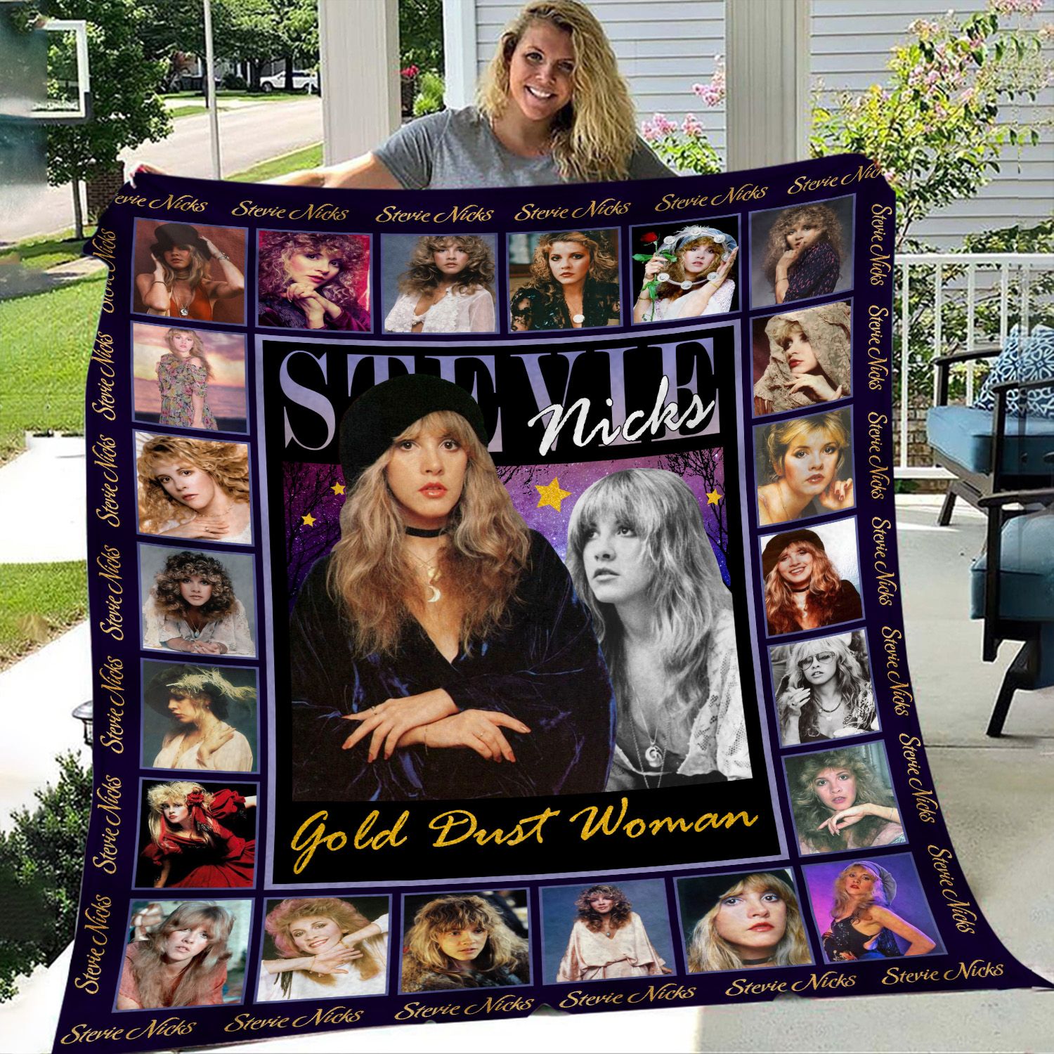 stevie nicks gold dust woman throw blanket vovc4