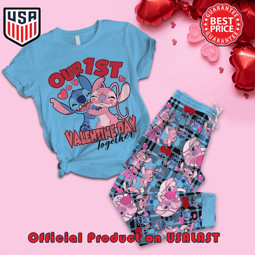 stitch angel our 1st valentine day together pajamas set 1 LSQD5