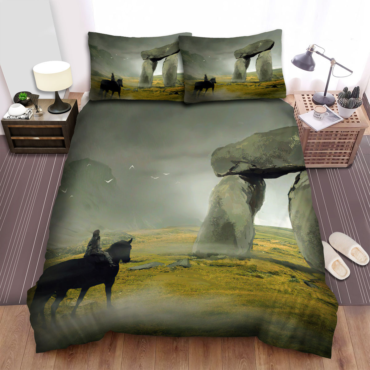 stonehenge man riding horse art duvet cover bedroom sets comfortable bedding sets jbwkx