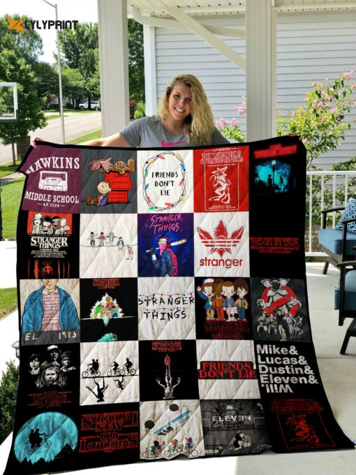 stranger things quilt blanket for fans home decor gift