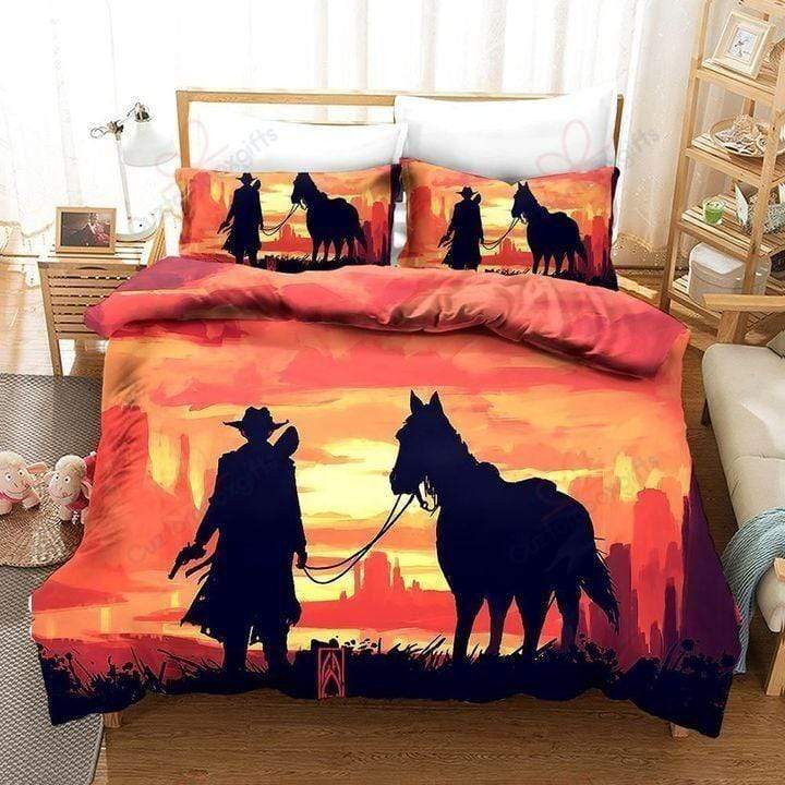 summer cowboy brilliant sunset duvet cover bedroom sets comfortable bedding sets yetgm