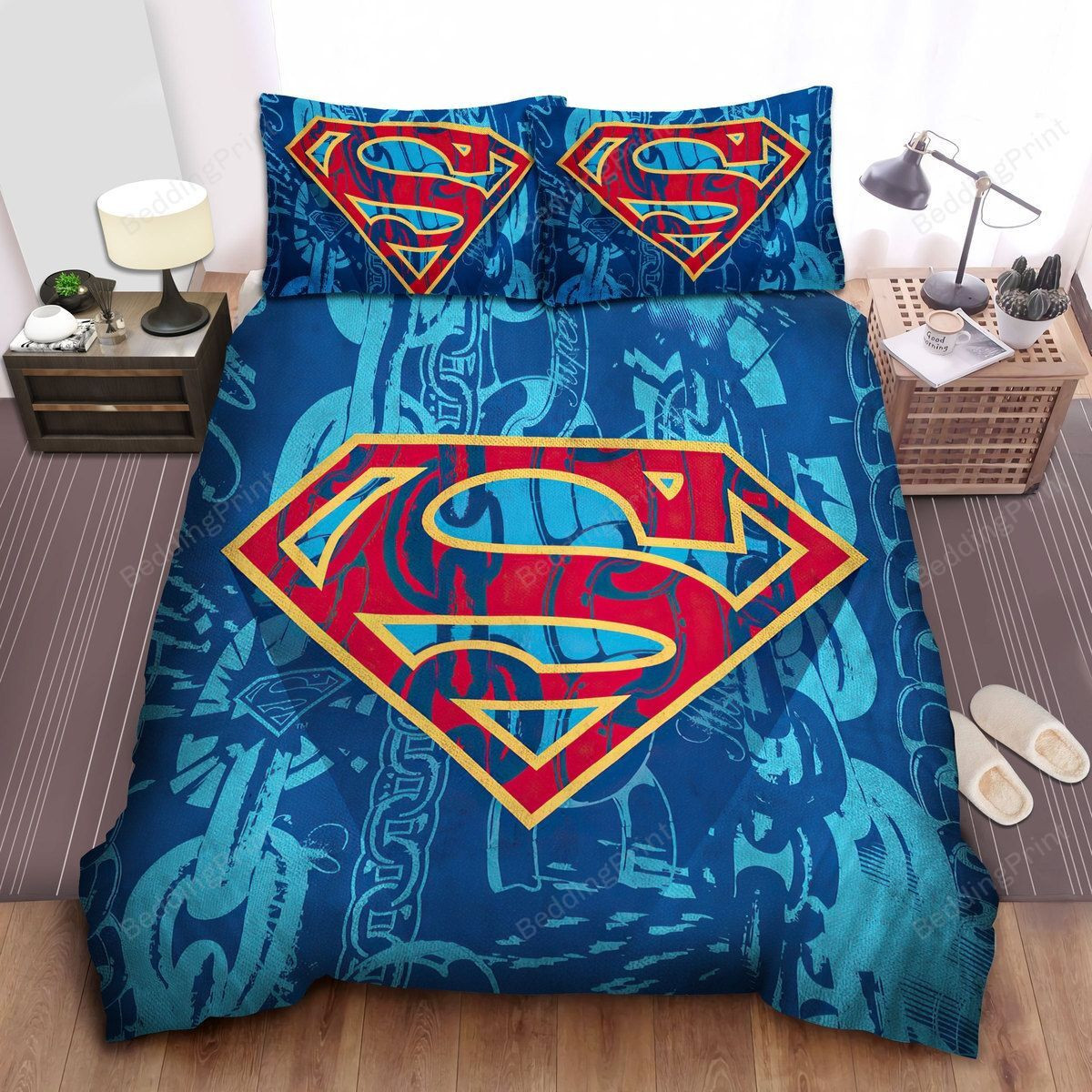 superman dc comics character the symbol and chains bed sheets duvet cover bedding sets dnuwn