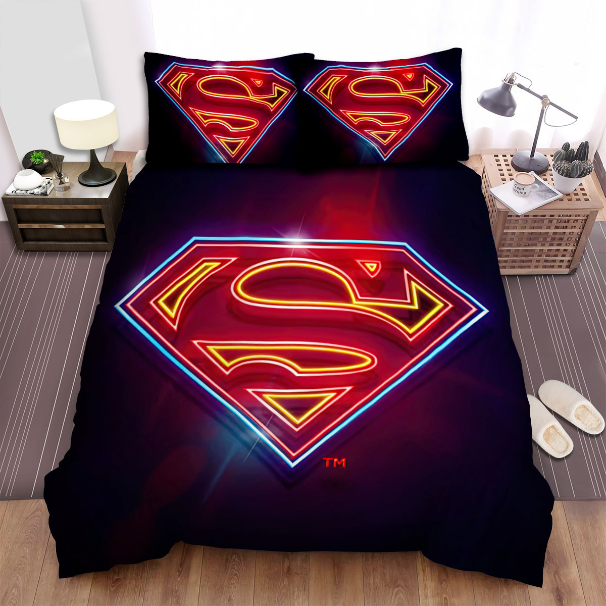 superman neon symbols of hope comforter duvet cover bed sheets bedding sets yeduy