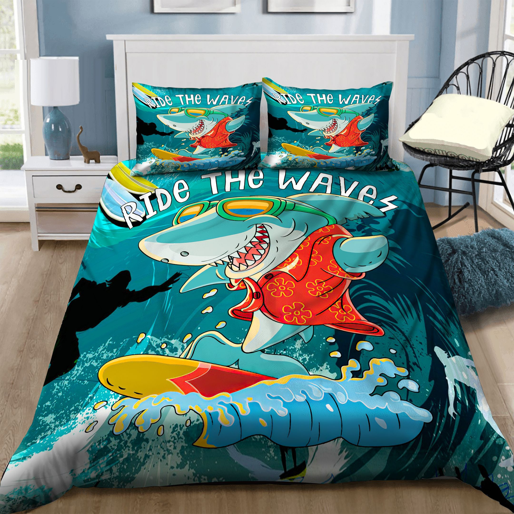 surfing shark ride the waves duvet cover bedroom sets comfortable bedding sets 0q0t8