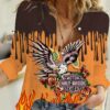 sweet chocolate harleydavidson women artificial linen shirt qn221025016ubbr