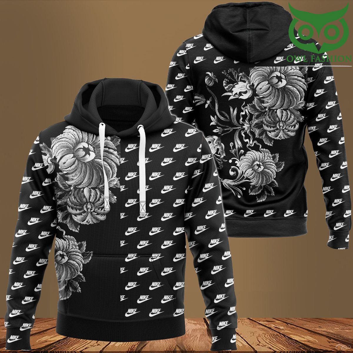 syVlHXpU 85 Nike Chamomile flower black 3D hoodie