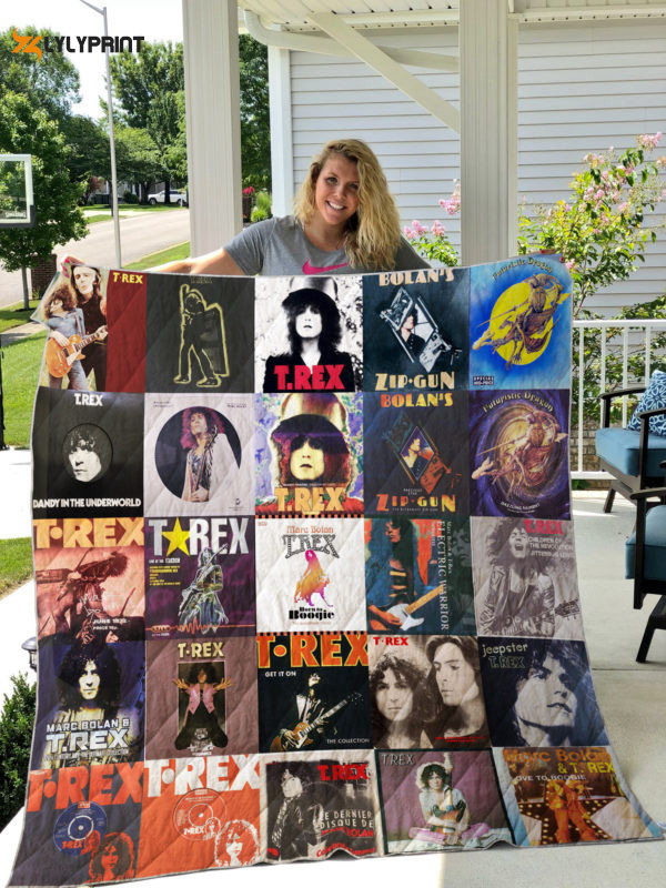 t rex band 3d customized quilt blanket