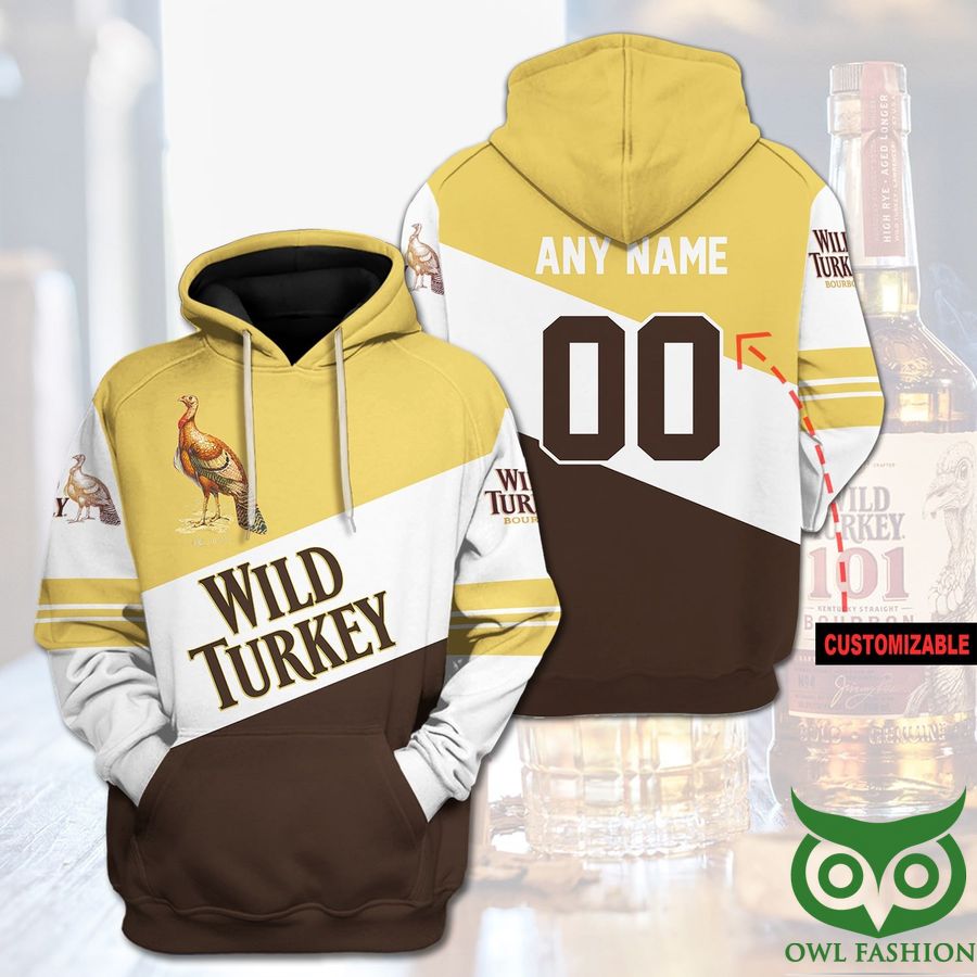 tP5l3o6r 15 Custom Name Number Wild Turkey Whiskey Brand Hoodie