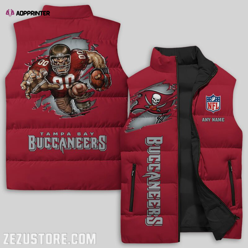 tampa bay buccaneers nfl sleeveless puffer jacket custom for fans spj2377