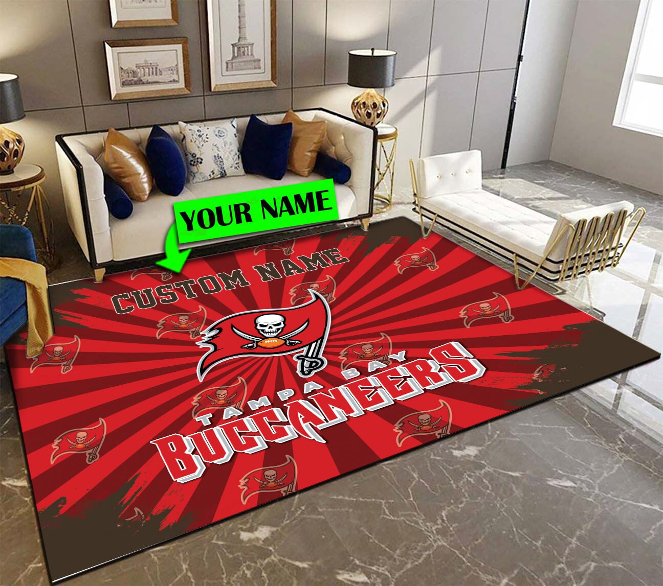 tampa bay buccaneers personalized premium rectangle rug 70 piv5i