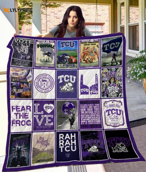 tcu horned frogs 2 quilt blanket for fans home decor gift