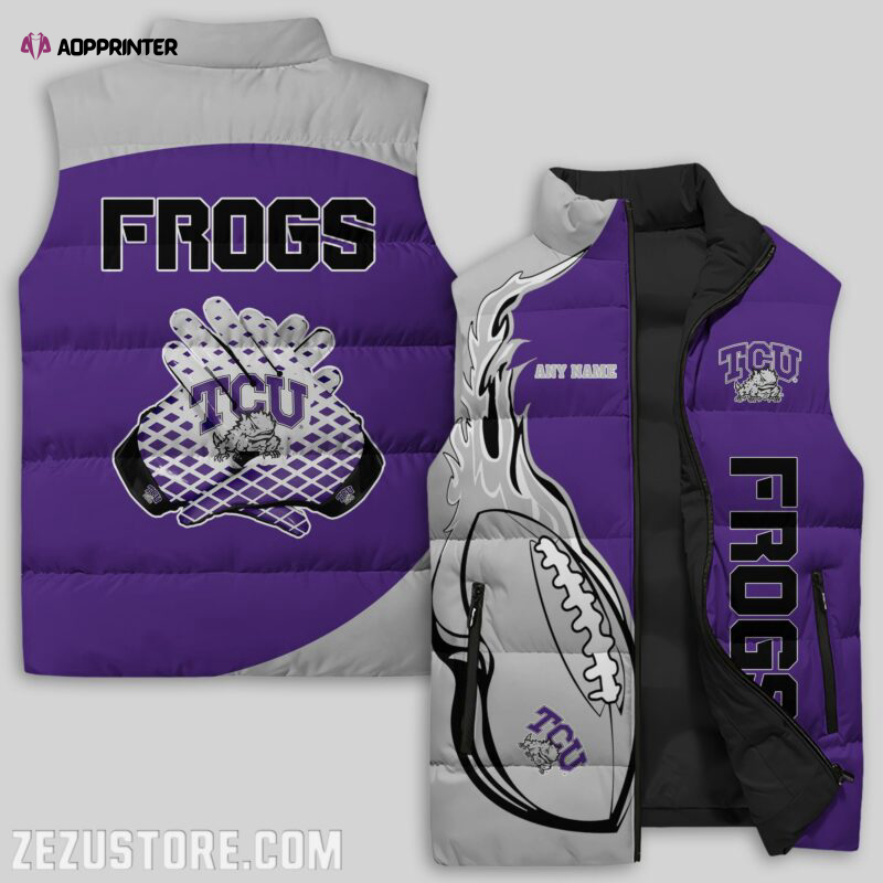 tcu horned frogs ncaa sleeveless puffer jacket custom for fans gifts 2