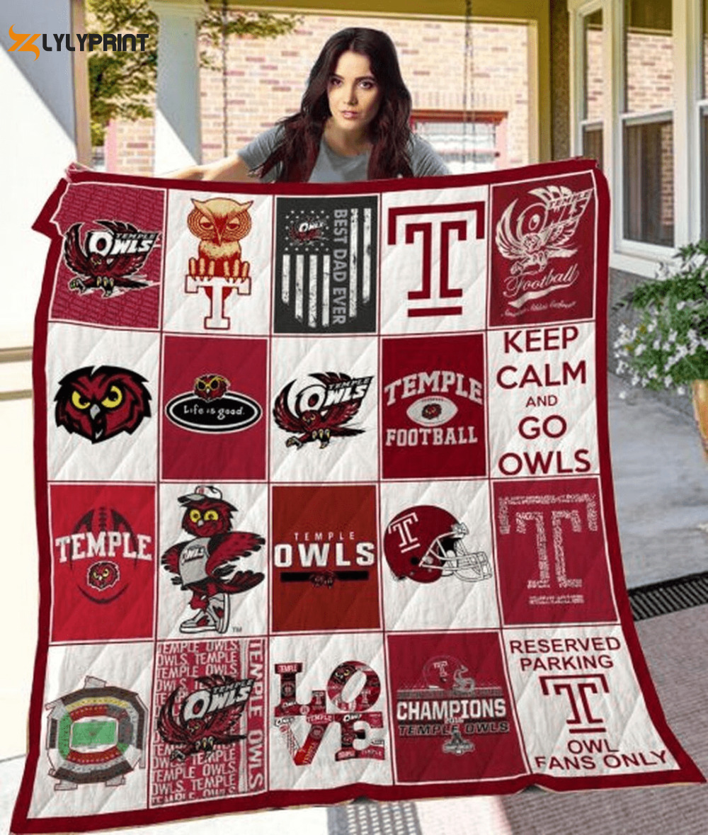 temple owls quilt blanket for fans home decor gift 2