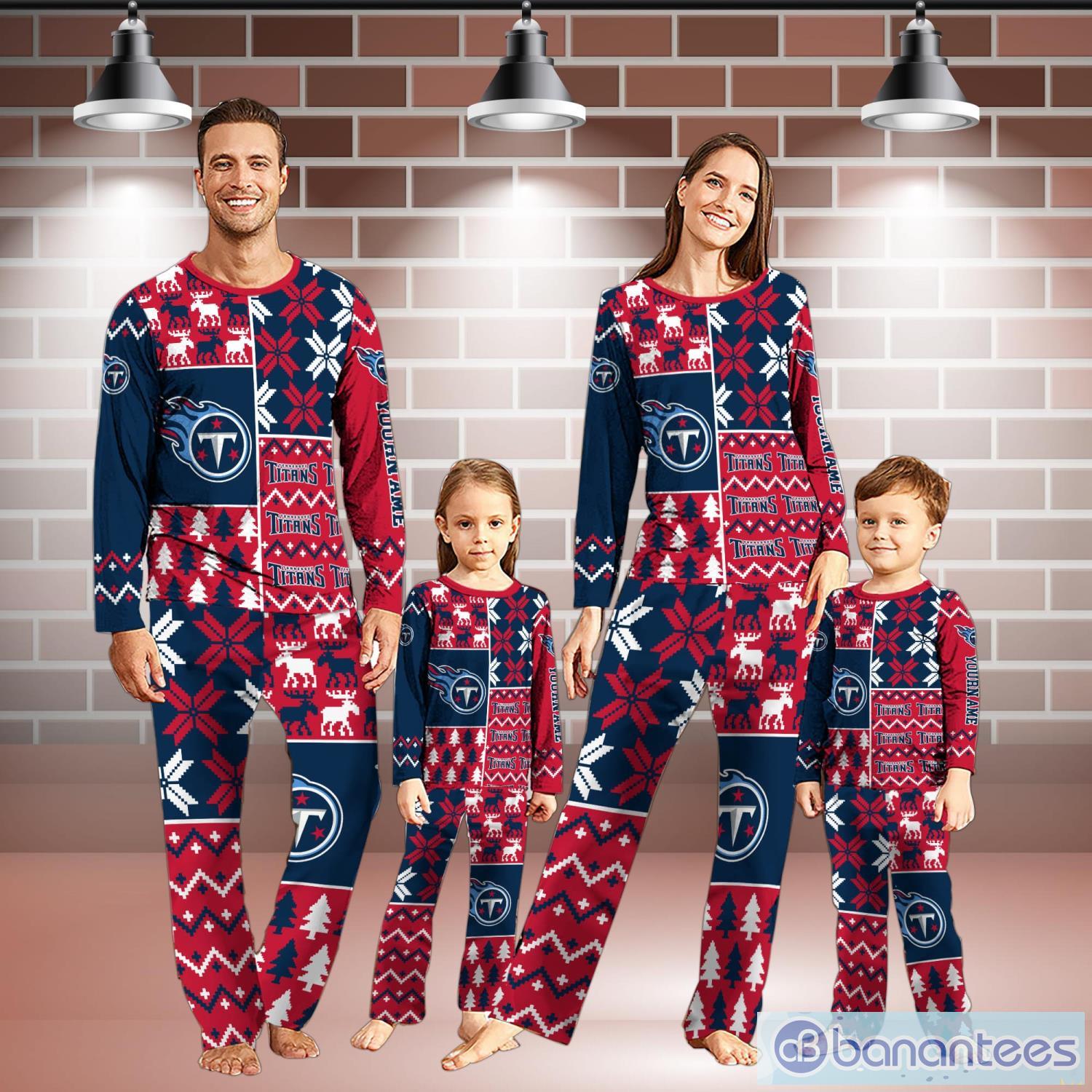 tennessee titans pajamas set christmas snowflake pattern pajamas christmas gift for family