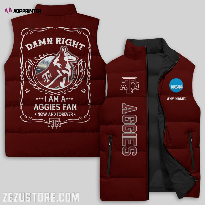 texas a m aggies ncaa sleeveless puffer jacket custom for fans spj2075