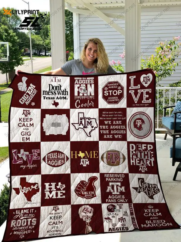 texas a m aggies quilt blanket for fans home decor gift 1c