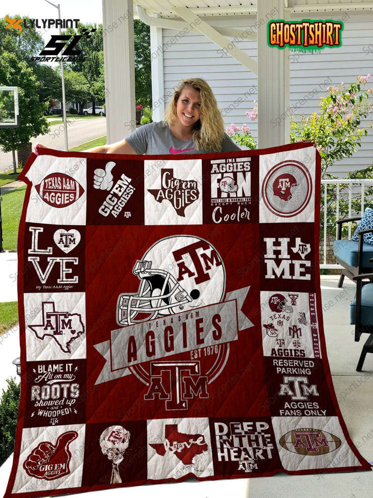 texas a m aggies quilt blanket for fans home decor gift 3a 3