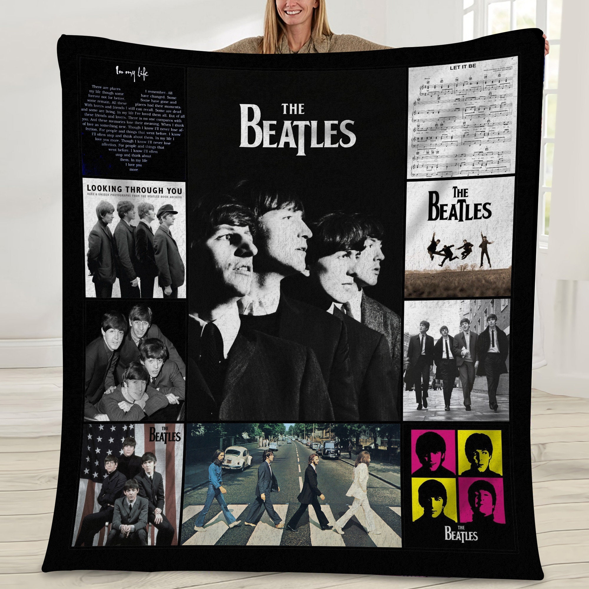 the beatles rock band music lover mockup blanket zz7gd