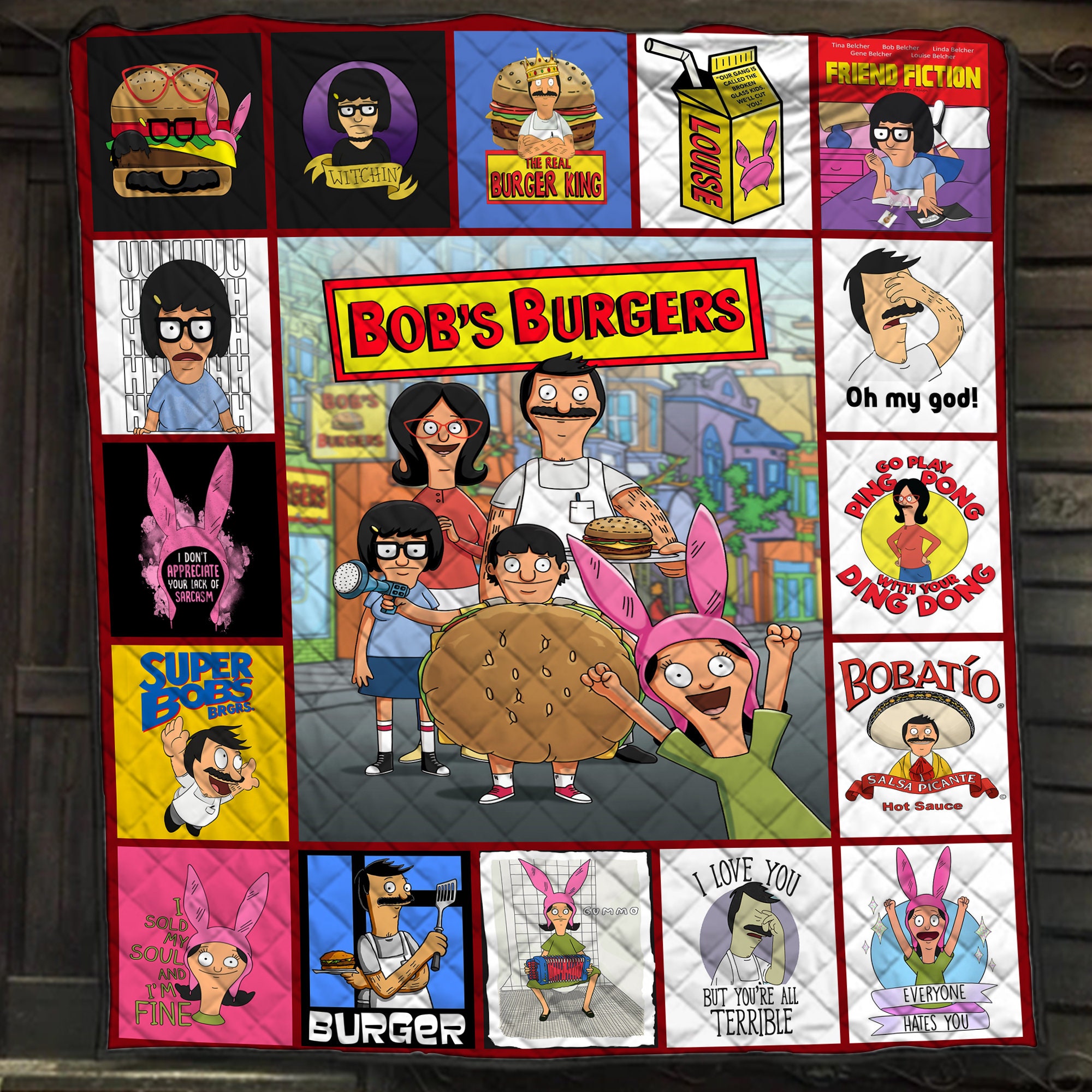 the bobs burgers characters quilt blanket 91lci