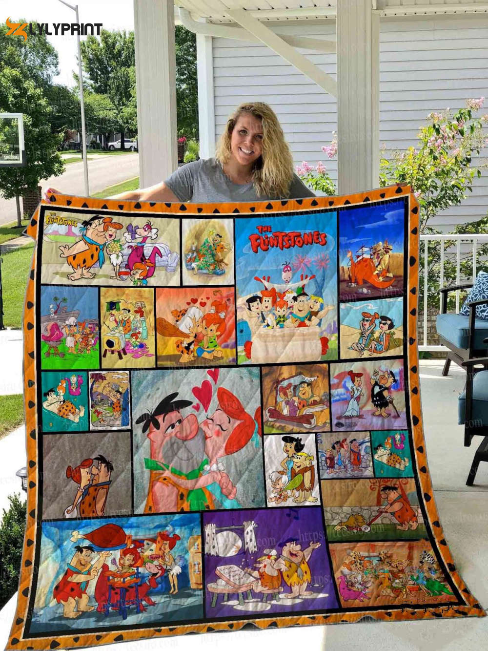 the flintstones quilt blanket for fans home decor gift 1w