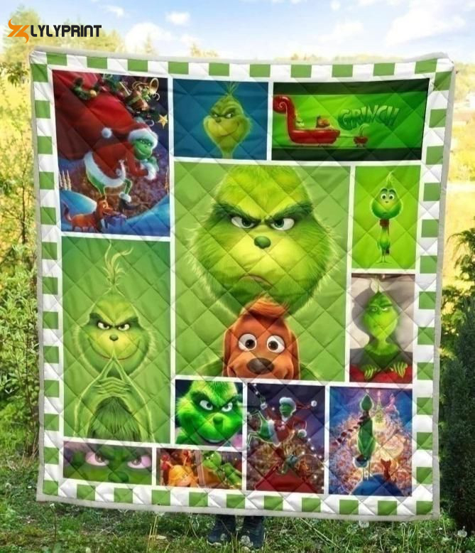 the grinch christmas fan gift idea quilt blanket 14