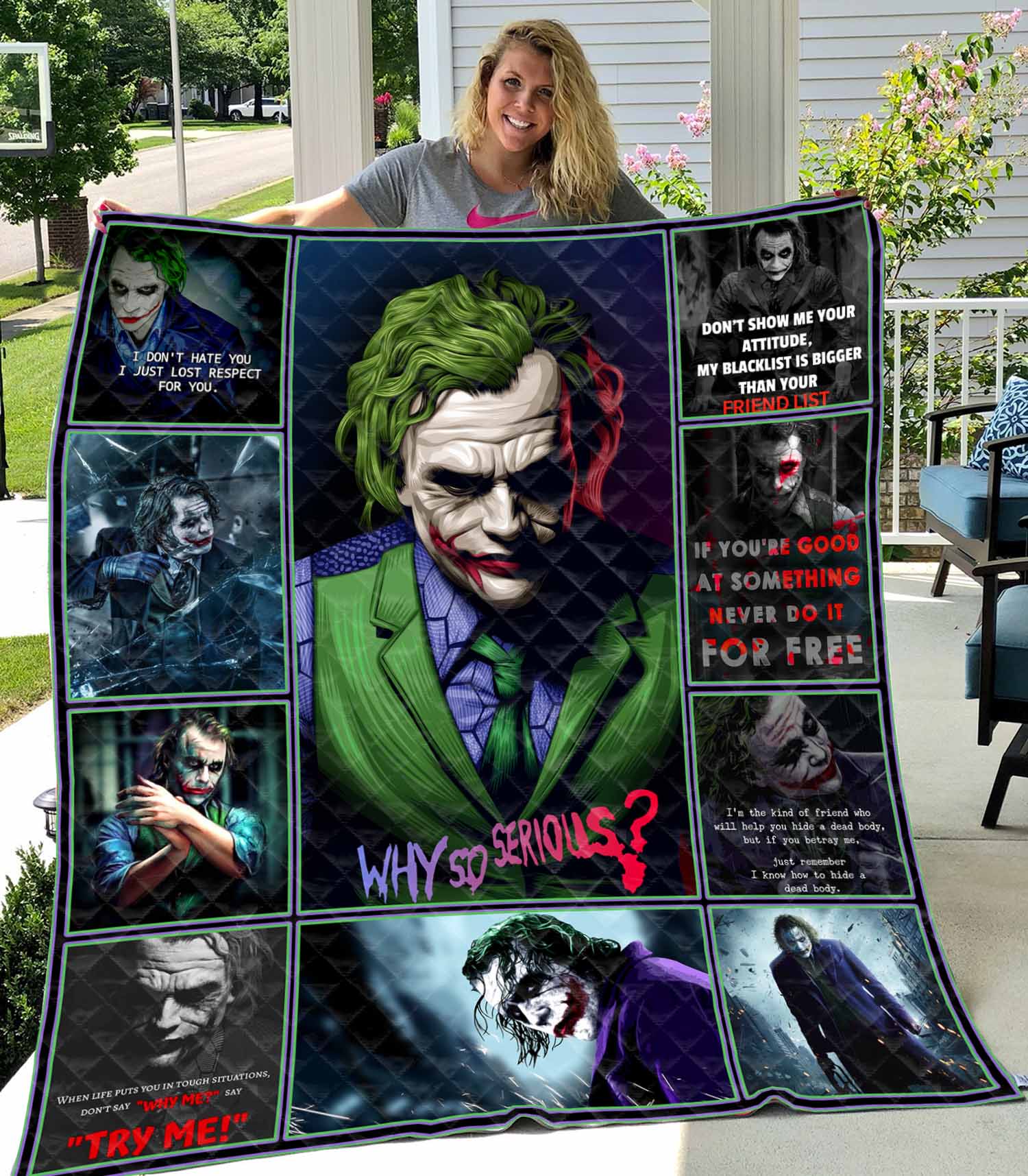 the joker why so serious quilt blanket 2407