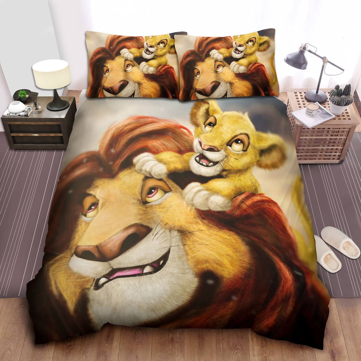 the lion king father and son painting bed sheets spread comforter duvet cover bedding sets ymw7t