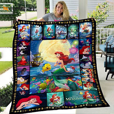 the little mermaid quilt blanket for fans home decor gift