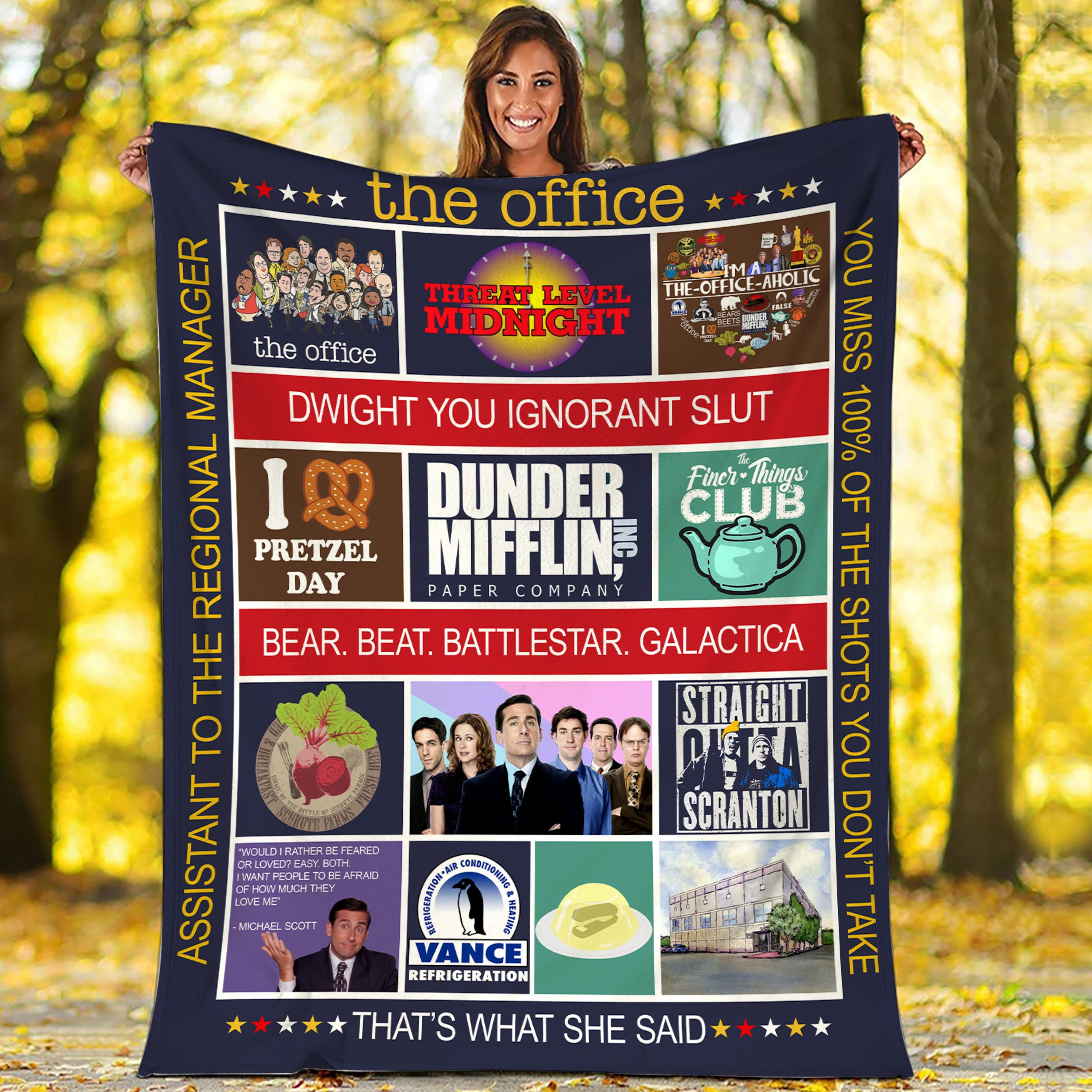 the office dunder mifflin threat level midnight blanket rnqhp