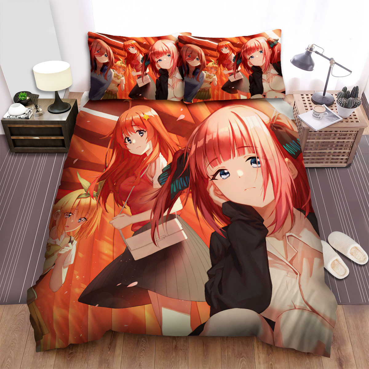 the quintessential quintuplets at sunset artwork bed sheets spread duvet cover bedding sets c5tto