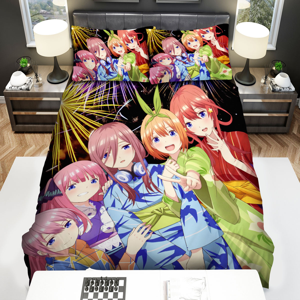 the quintessential quintuplets on new year eve bed sheets spread duvet cover bedding sets sgx9l