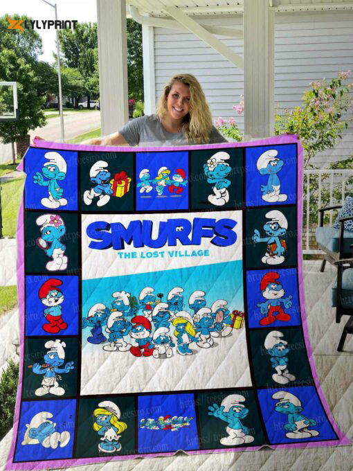 the smurfs quilt blanket for fans home decor gift 2a 3