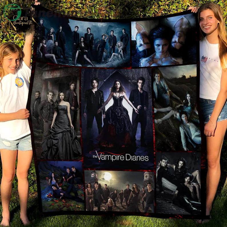 the vampire diaries movie fleece blanket mink sherpa blanket vampire blanket the vampire diaries tv series quilt movie blanket quilt blanket 20230927070944393