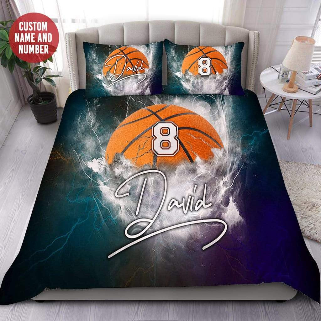 thunder basketball personalized custom name duvet cover bedroom sets comfortable bedding sets 0oety