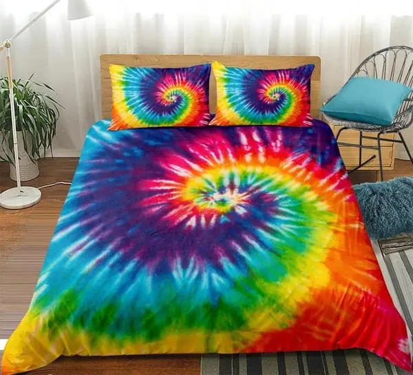 tie dyed purple blue red duvet cover bedroom sets comfortable bedding sets djet8