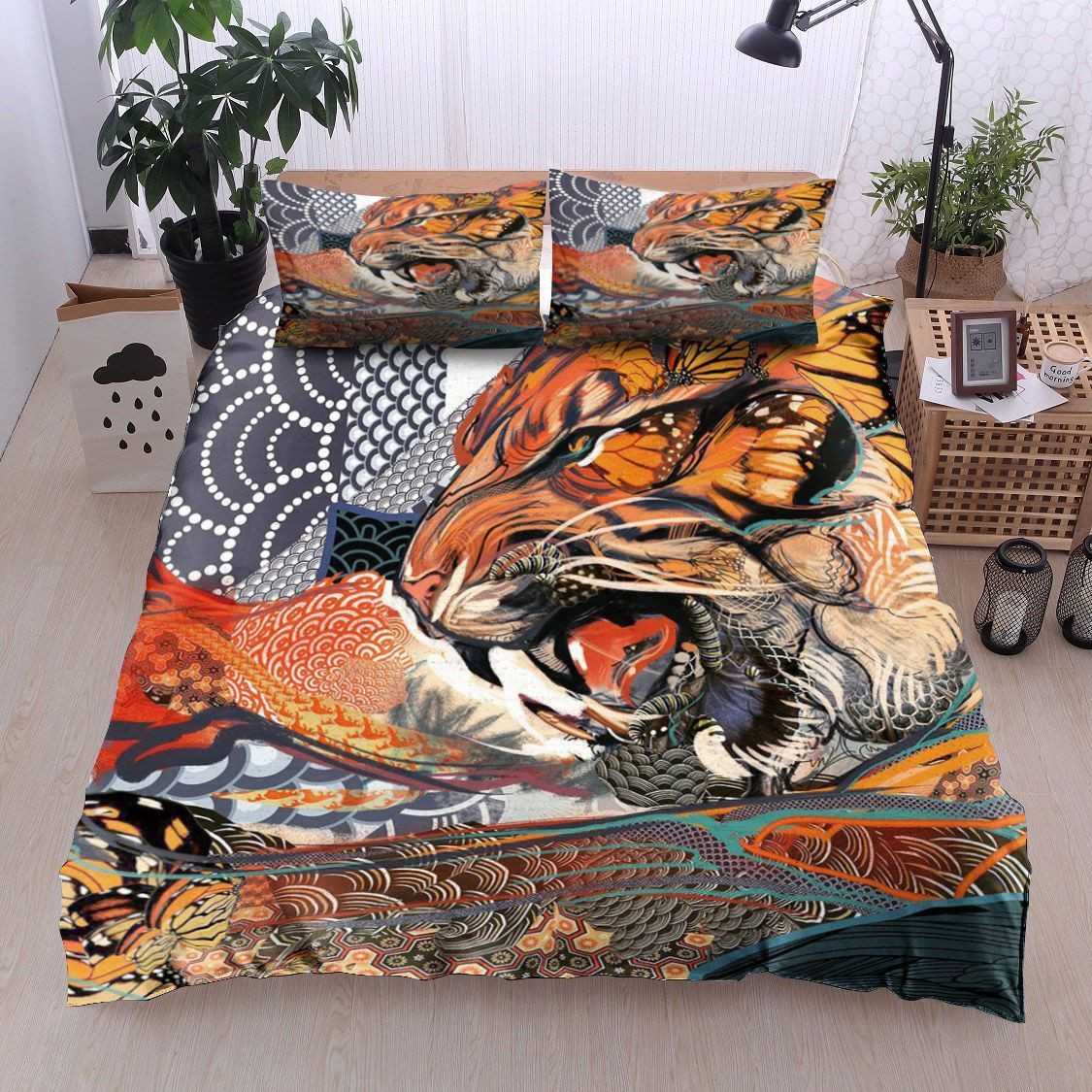 tiger themed cotton comforter duvet cover bed sheets bedding sets ciaij