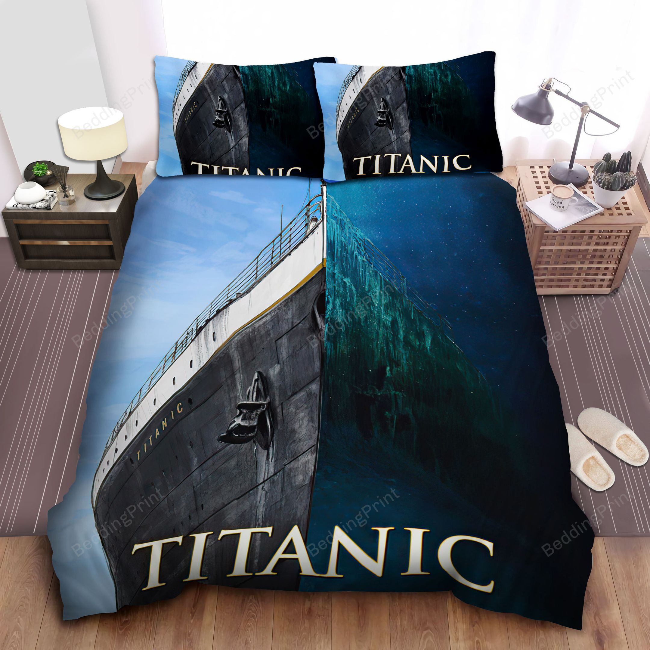 titanic the unsinkable ship split artwork bed sheets duvet cover bedding sets py8uu